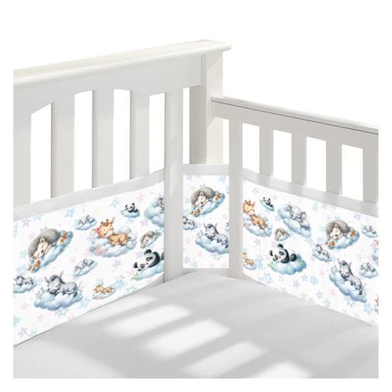 Yousheng Breathable Mesh Crib Liner with Double-Sided Straps Baby Crib Safety Mesh Barrier Easy Installation Limb Protection Crib Bumper L