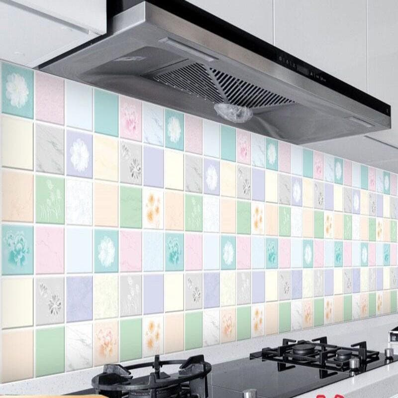 DIY Oil Proof Kitchen Furnitur Wall Stickers Self Adhesive Papel De Parede Bathroom Tile 3D Waterproof Vinyl Cabinet Wallpaper 60cm x 200cm