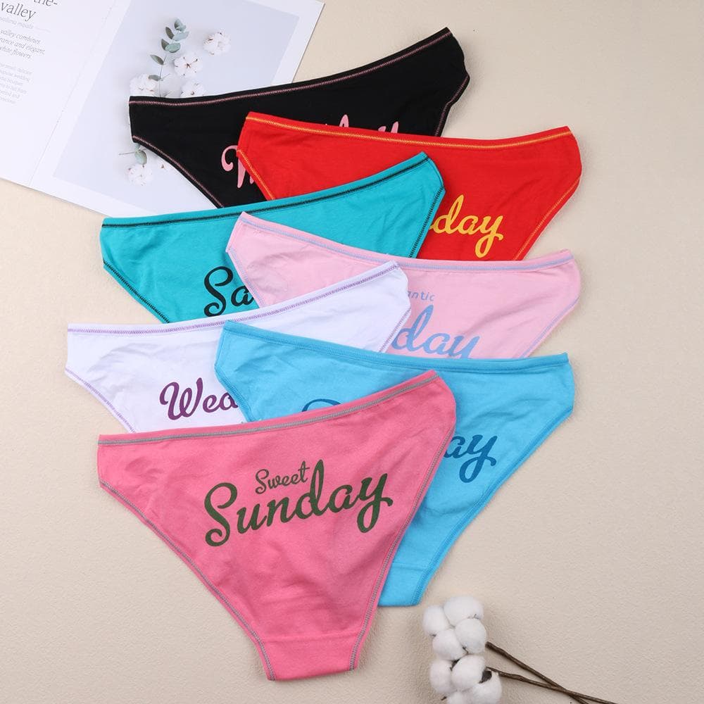 7 Pcs/lot for Women Panties Sexy Cotton Print 7 Days A Week Briefs Female Underwear Panty Comfort Breathable Underpants XXL Size XXL multicolour