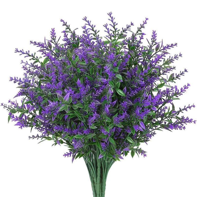 Artificial Lavender Flowers, Plastic Plants Lavender Outdoor Indoor Fake Flowers, Home Decoration Party Wedding Garden Office Terrace Decoration 8PCS