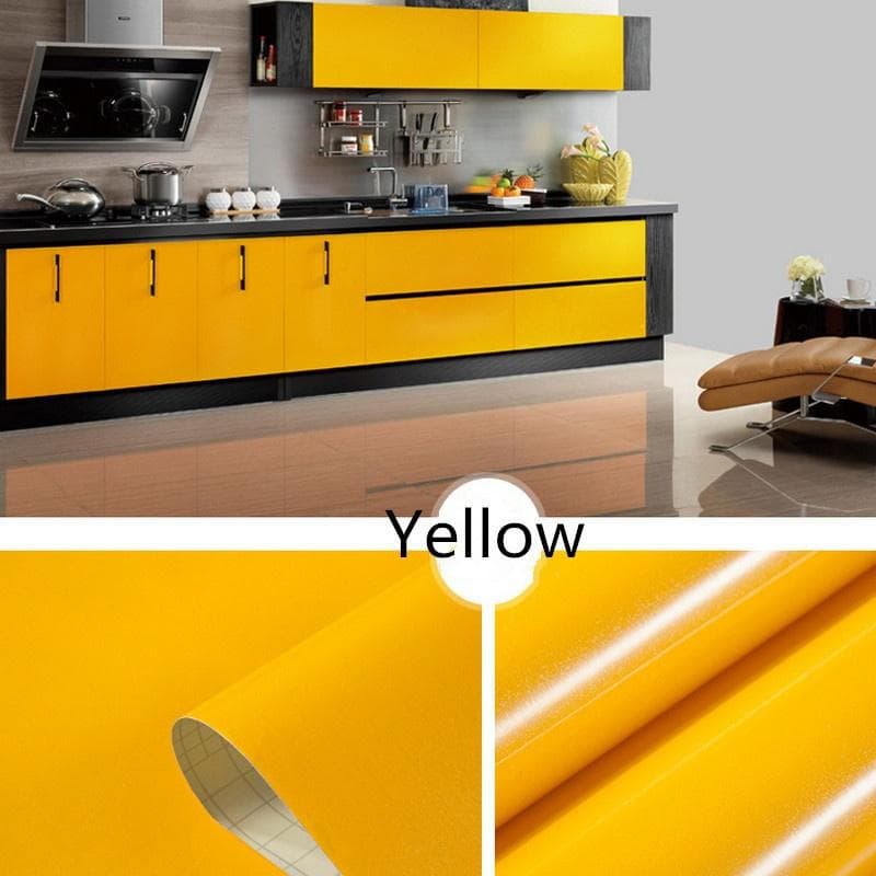 Self Adhesive Thick Furniture Renovation Bathroom Kitchen Cabinet Countertop Wall Sticker yellow