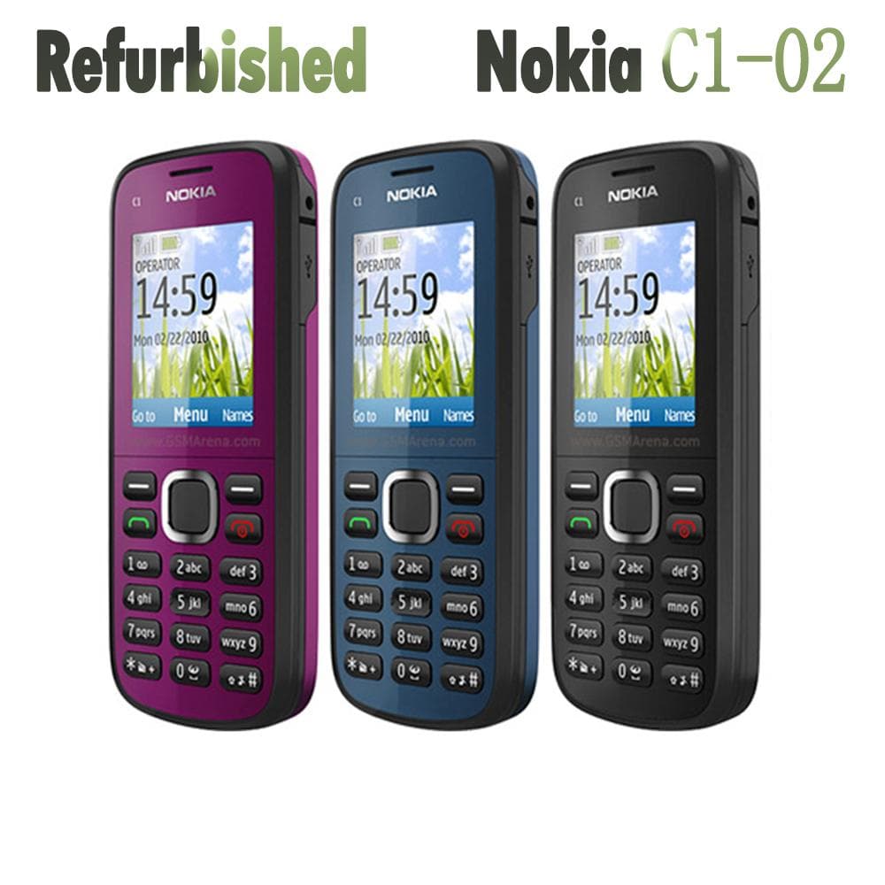 Refurbished Nokia Original Nokia C1-02 Mobile Phone With 1 SIM 1 Battery 1 Charger pink