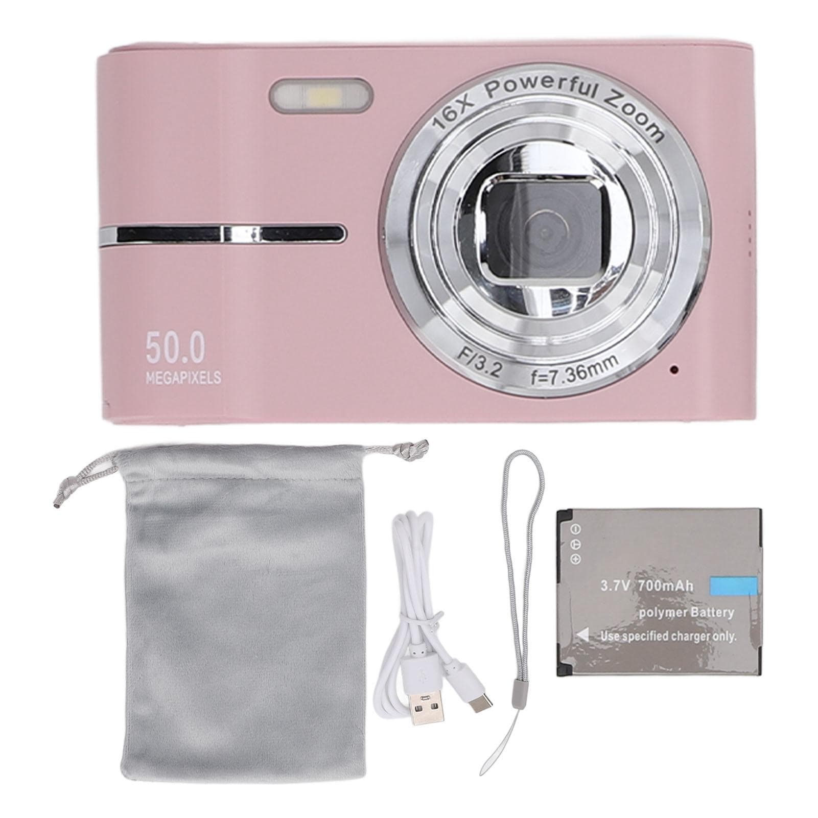 Pocket Digital Camera FHD 1080P 50MP Support AF Autofocus 16X Zoom Students Portable Compact Small pink