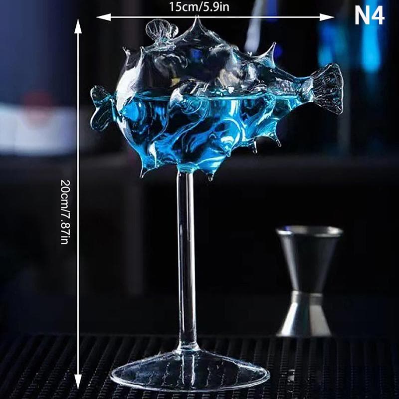 Creative Cocktail Glass Thorn Fish-Shaped Goblet Glass Bar Ktv Nightclub Party Drinking Cup Octopus Bird-Shaped Wine Juice Cup