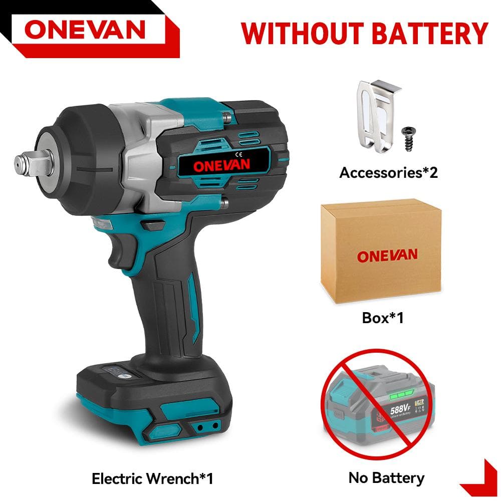 ONEVAN 2800N.M 2800W Brushless Electric Impact Wrench 1/2 Inch Cordless Impact Wrench Screwdriver Tool For Makita 18V Battery Without Battery