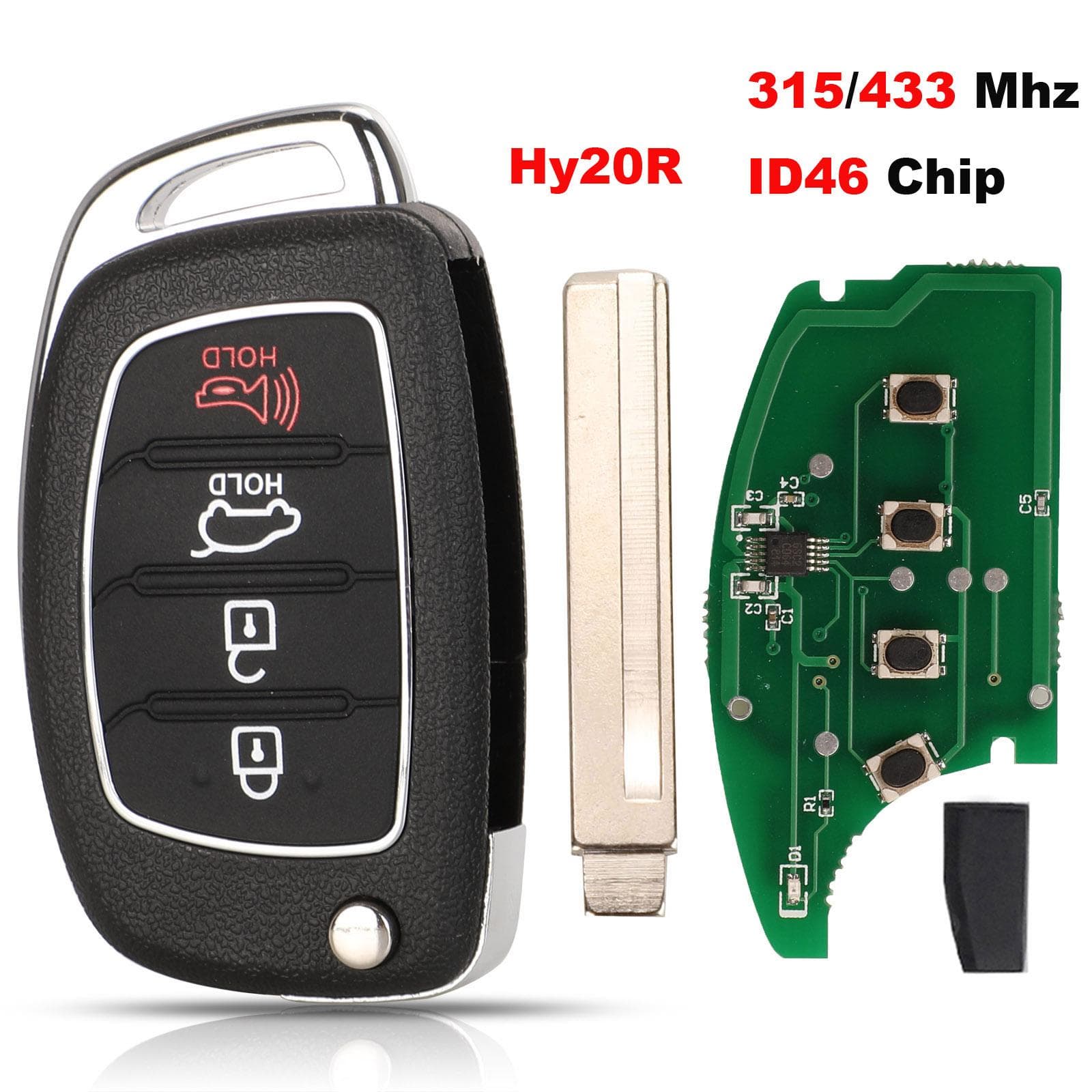 jingyuqin 4B 315/433 MHz With ID46 CHIP Remote Car Key For Hyundai IX35 i20 Control Key With Blade 1ps sky blue
