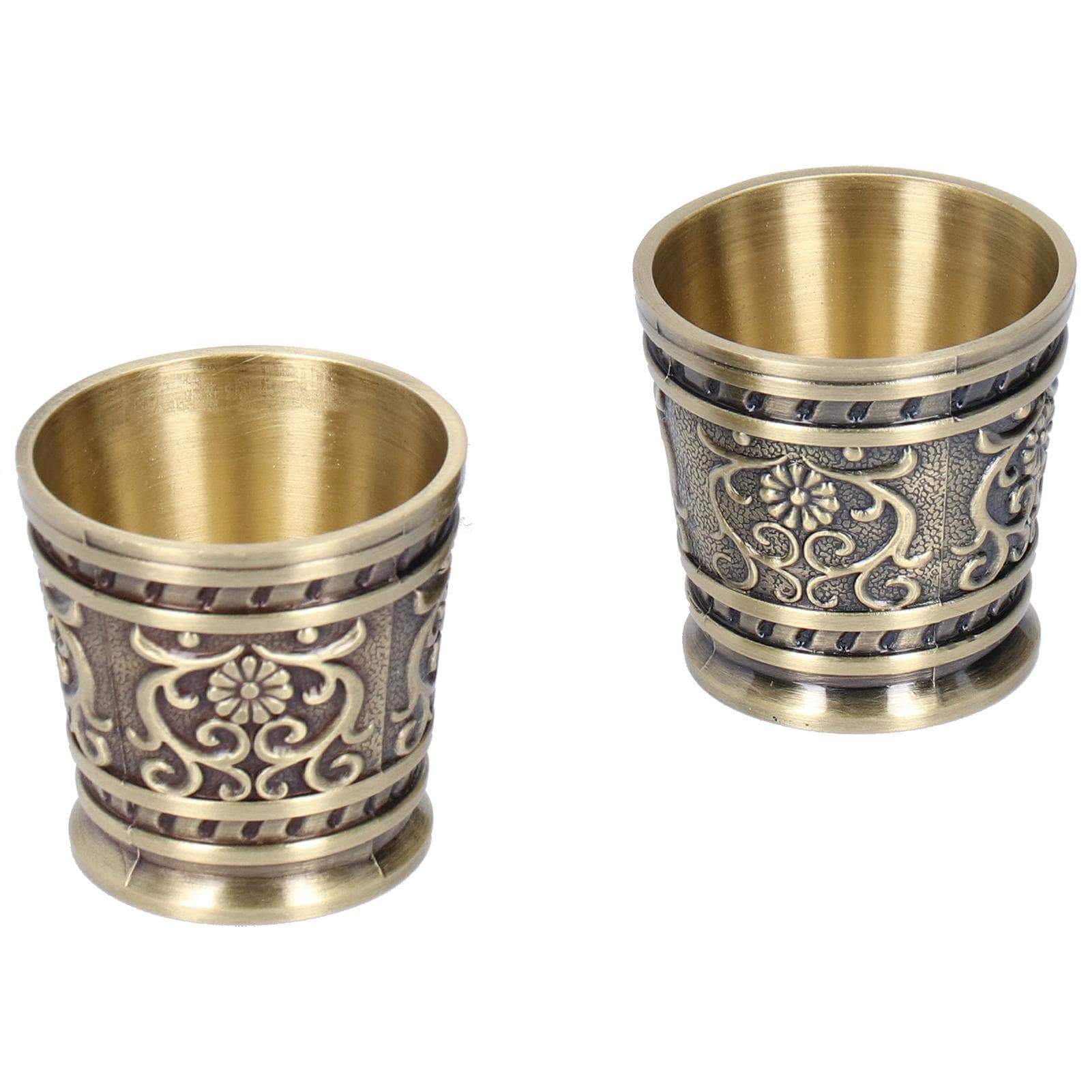 2pcs Embossed Pattern Retro Wine Cup Household Drinking Wine Glass Decoration (S Bronze)