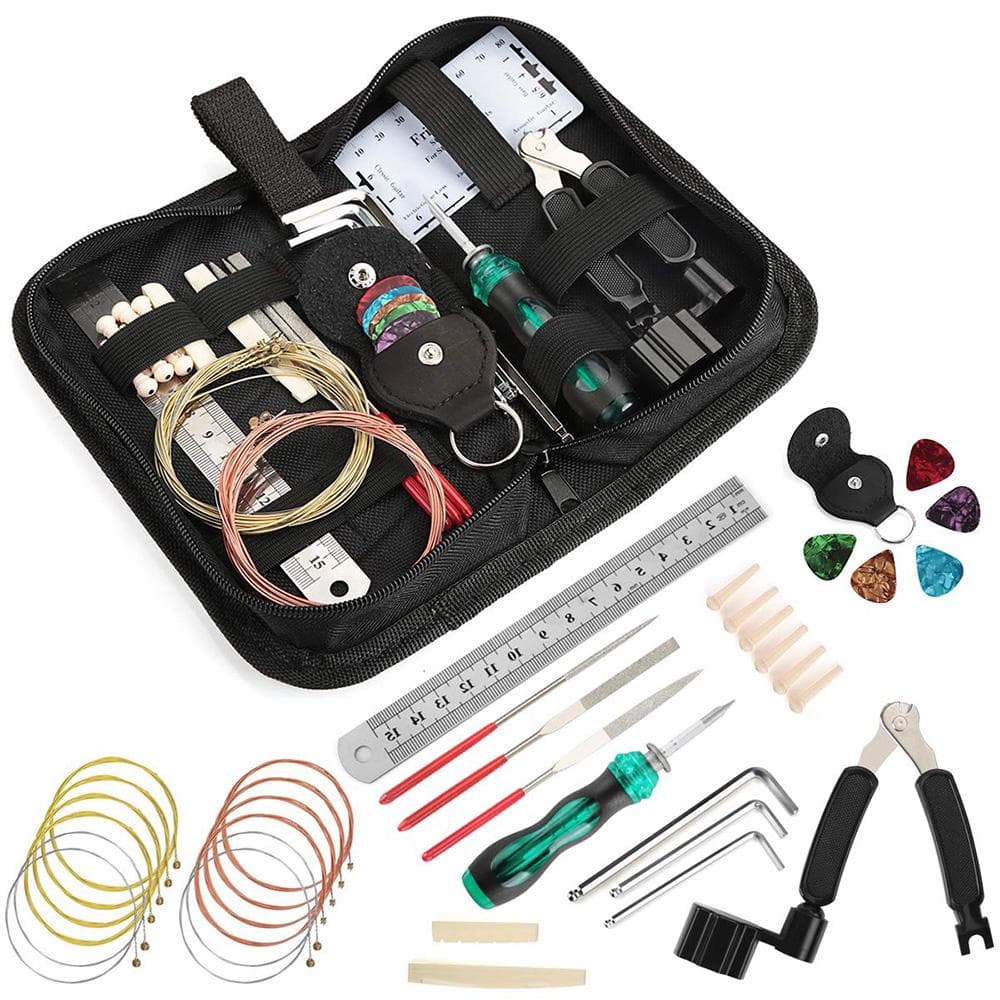 W006 Guitar Repairing Kit Guitar Care Kit Maintenance Tool Set Cleaning Accessories black