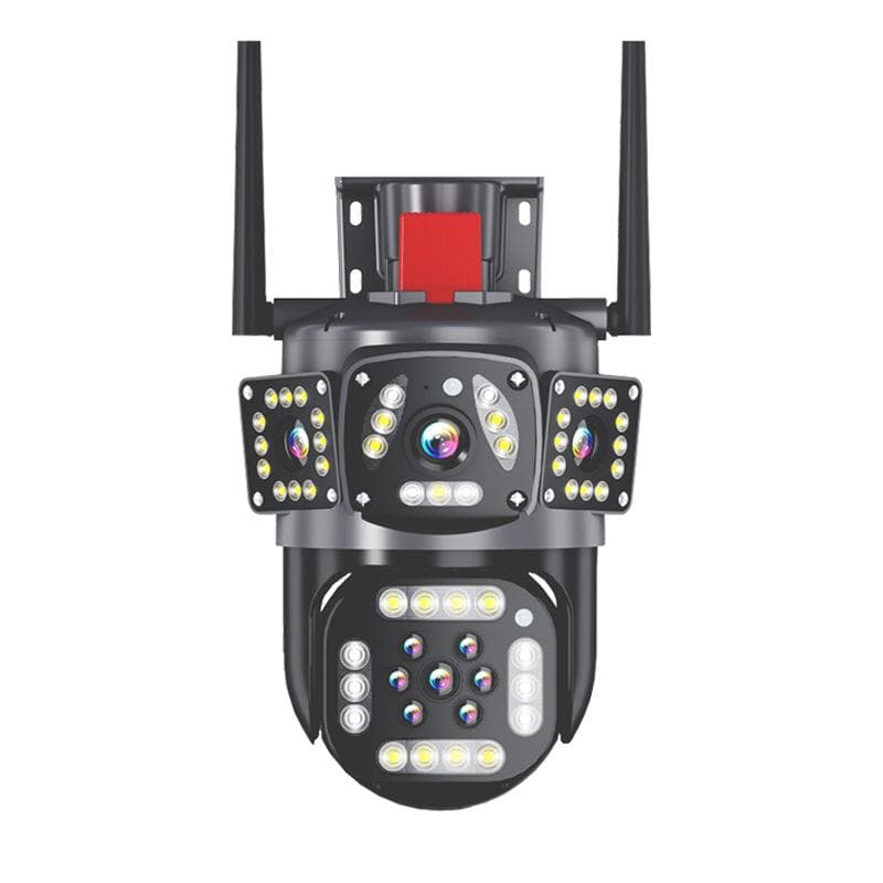 Outdoor WiFi Camera Multi-Lens Three Screen Ai Motion Tracking IP Camera PTZ 360° View Security Protection Video Surveillance 12MP 6K UK Plug
