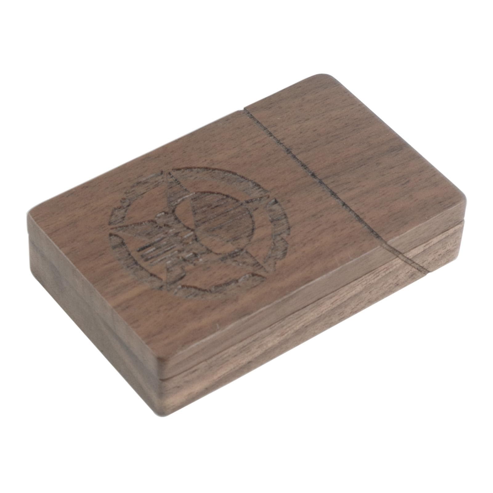 Guitar Pick Box with 3pcs Picks Wooden Guitar Pick Box 3 Compartments Paddles Wood Container Box