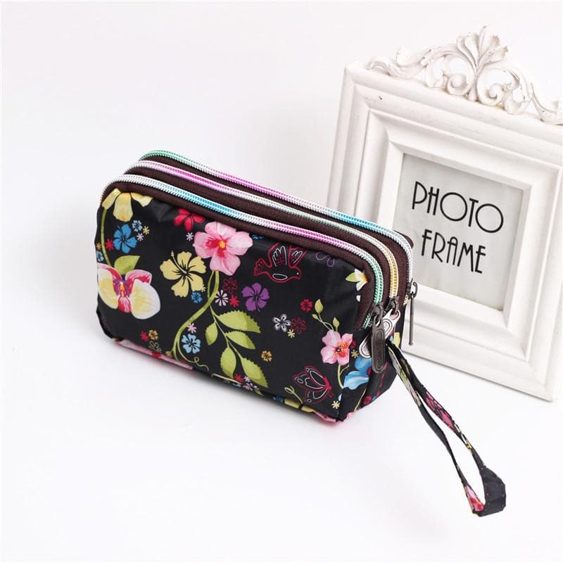 Women Short Wallet Small Fashion Luxury Brand Canvas Purse Ladies Card Bag For Women Clutch Female Purse Money Clip Wallet Hundred Flowers Bloom