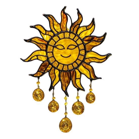 Sun Design Sun Catcher Acrylic Hanging Decoration Stained Glass Inspired Suncatcher Window Decor for Garden or Living Room B
