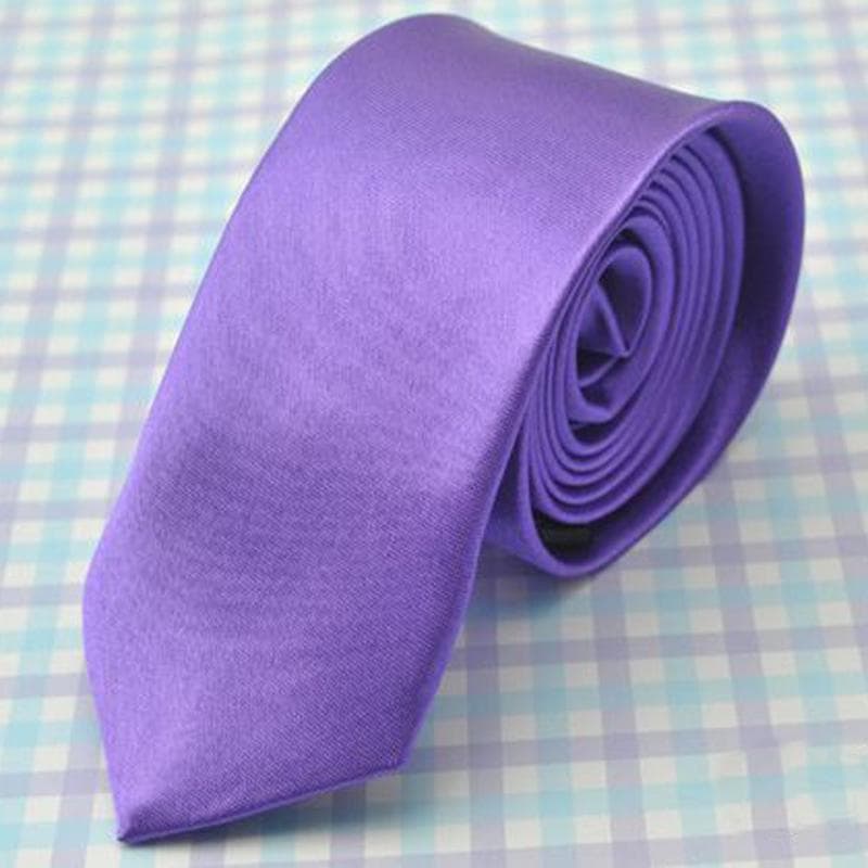 Best Silk Men Jacquard Woven Party Plain Color Necktie Tie Solid Slim Skinny 1PC purple