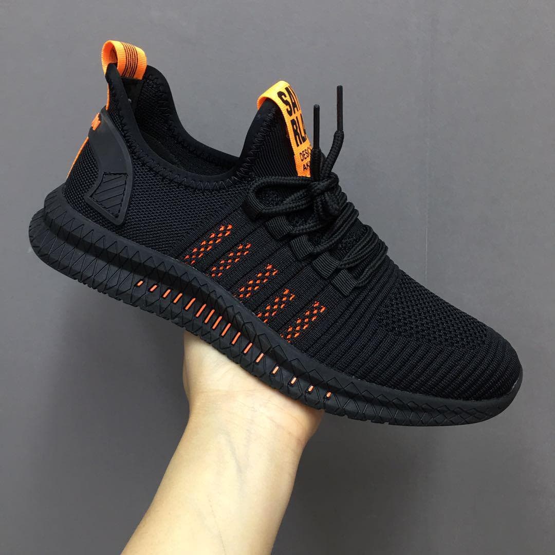 Four Seasons New Flying Knitting Sports Shoes Men's Sports Wind Single Shoes New Korean Style Casual Men's Shoes 44