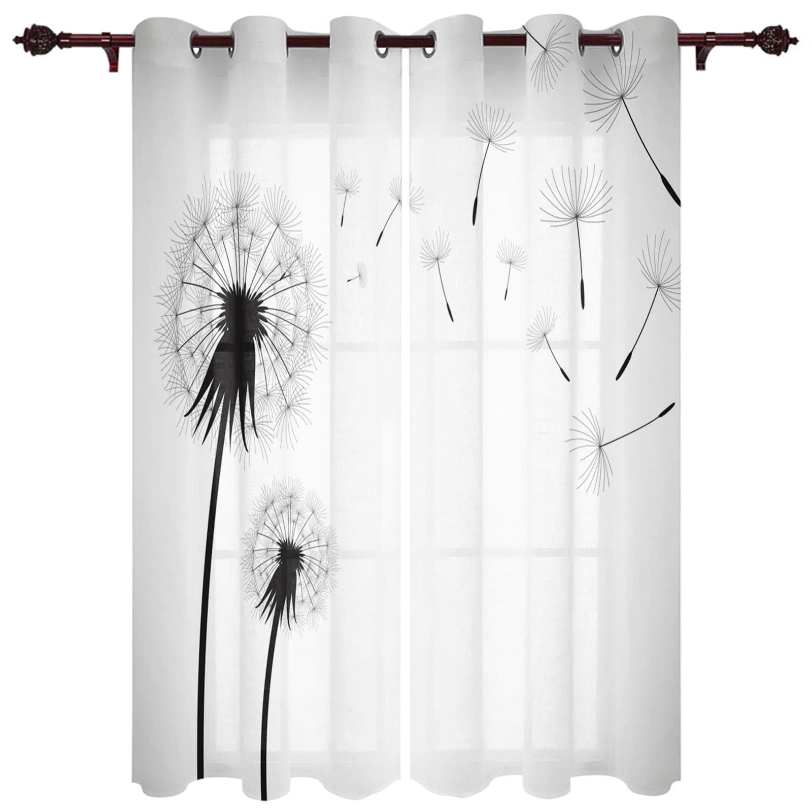 Dandelion Flower Plant Twig Window Curtains Home Decor Bedroom Curtains Kitchen Door Drapes Curtains for Living Room 135W x 60H(cm)