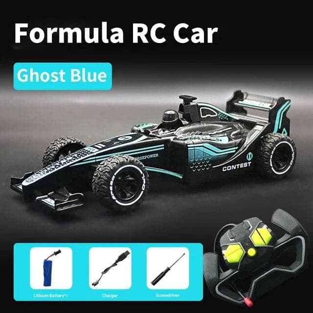New Mini F1 Remote Control Car Rechargeable Moving Racing Lasting 2.4G High-Speed Drifting Sports Car Boy Kids Toy Gifts blue