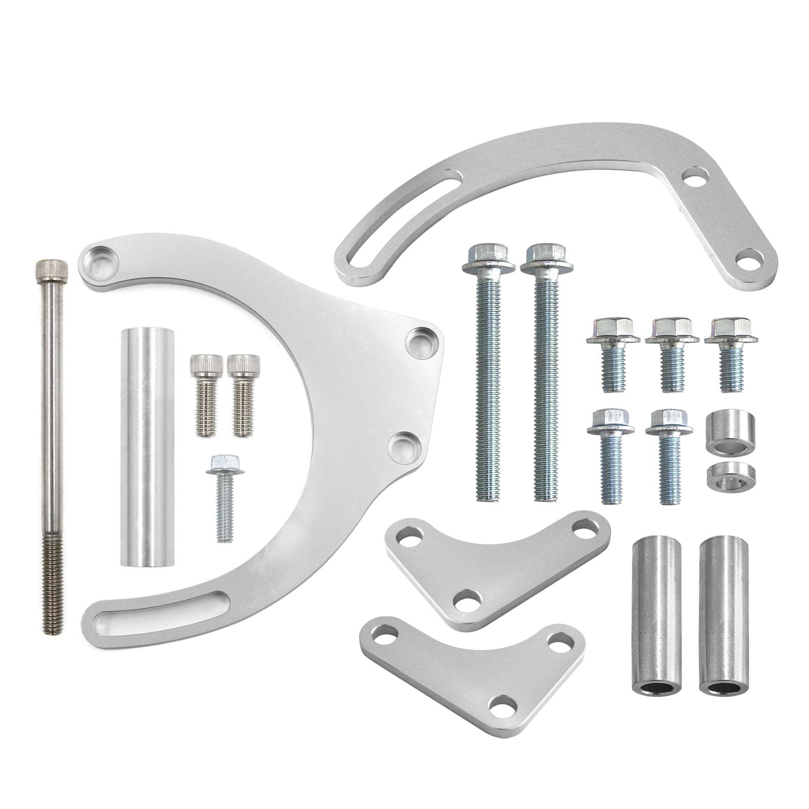 BBC Alternator Power Steering Pump Accessory Drive Bracket Kit 551490 silver