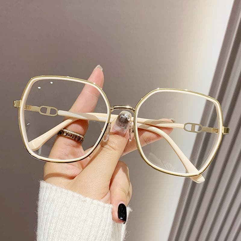 Vintage Square Metal Glitter Frame Reading Glasses Women Oversized Optical Anti Blue Light Prescription Eyewear 1