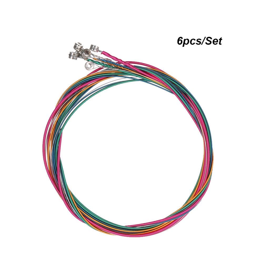 6pcs/Set Rainbow Colors Colorful Acoustic Guitar Strings Musical Instruments Replacement Steel 6pcs