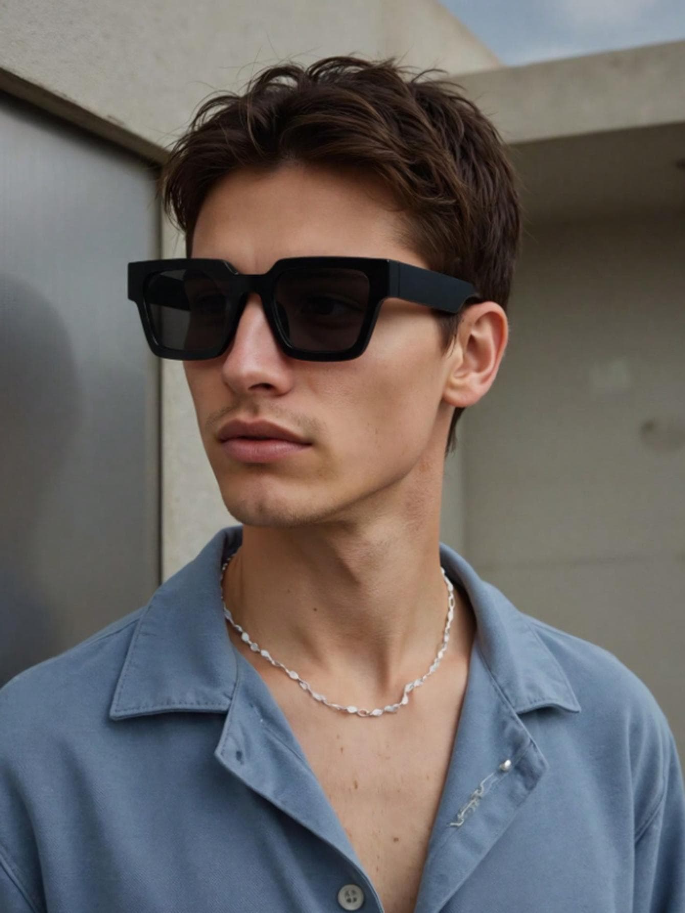 1Pc Black Square Frame Glasses Fashionable Unisex PC Material Durable for Daily Commuting Girls Men