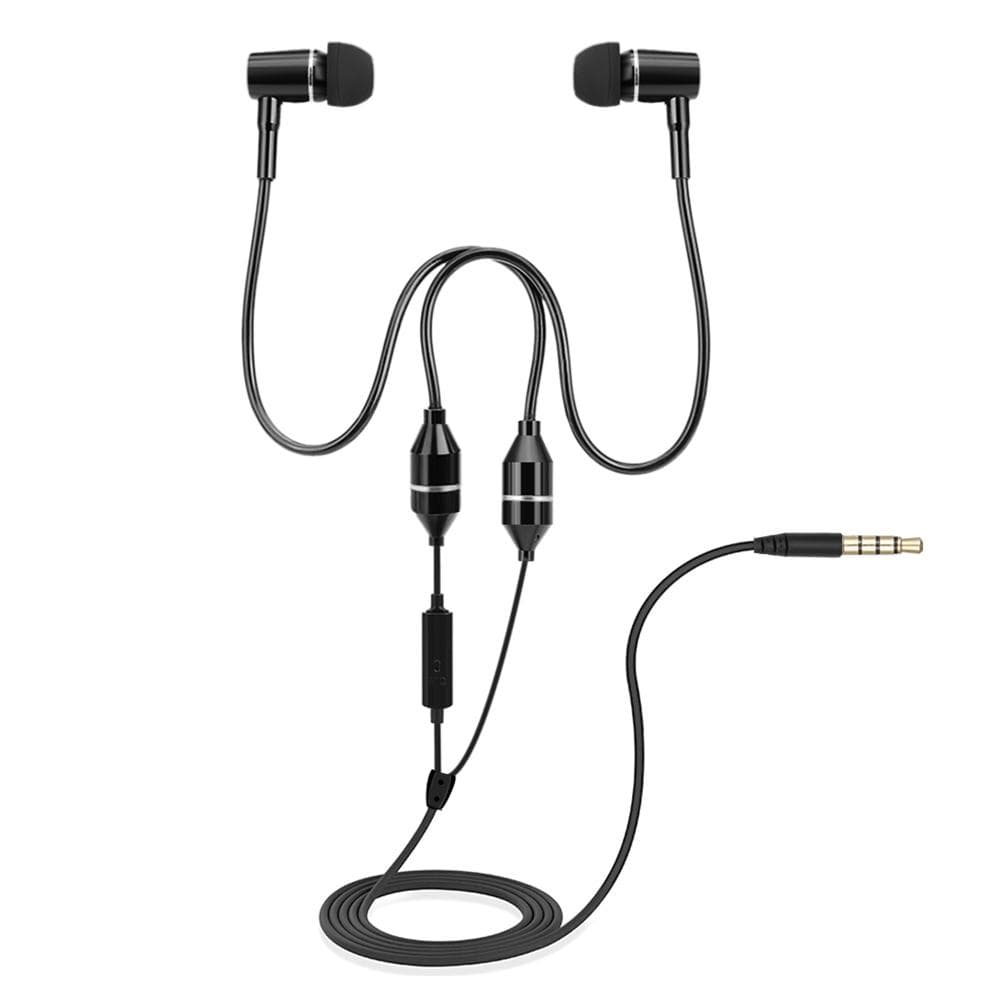 FC12 3.5mm In-ear Earphone Headphone Music Headset Air Tube Anti-radiation w/Mic with Mic Black for Smart Phones Desktop Notebook Tablet PC black