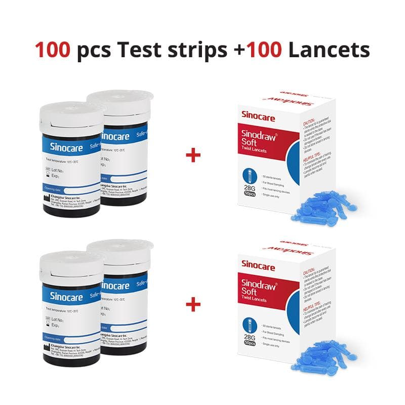 100-400PCS Sinocare Safe-ACCU2 Blood Glucose Sugar Test Strips Painless