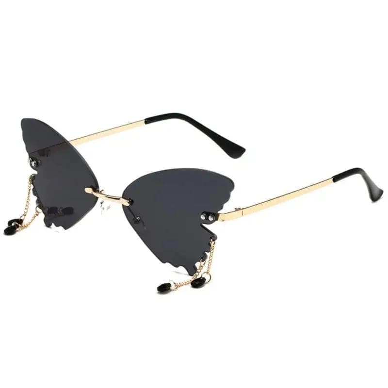 Butterfly Sunglasses Women UV400 Metal Rimless Shades Creative Pendant Outdoor Travel Party Decorative