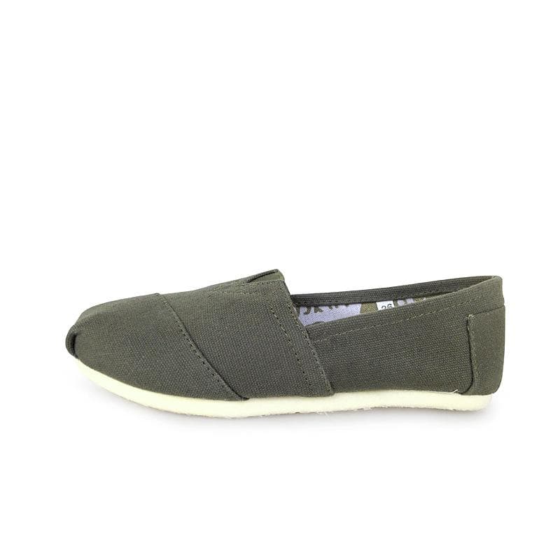 New 2025 canvas shoes men's and women's lazy shoes solid color Toms shoes Thomas cloth shoes Mary shoes comfortable and versatile 35 army green