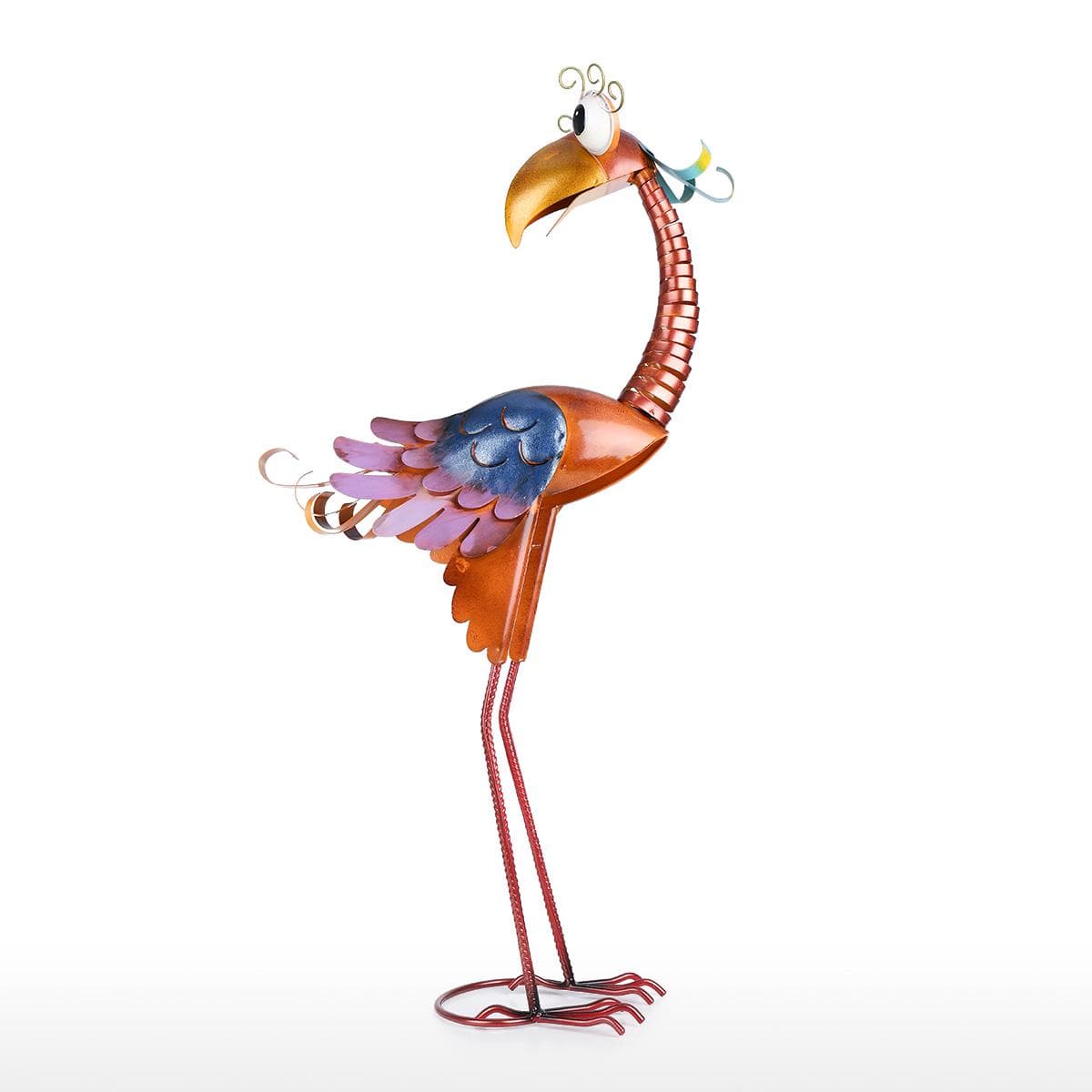 Tooarts 31.2inch Cartoon Toucan Sculpture, Iron Bird Sculpture, Standing Animal Ornament, Artwork red