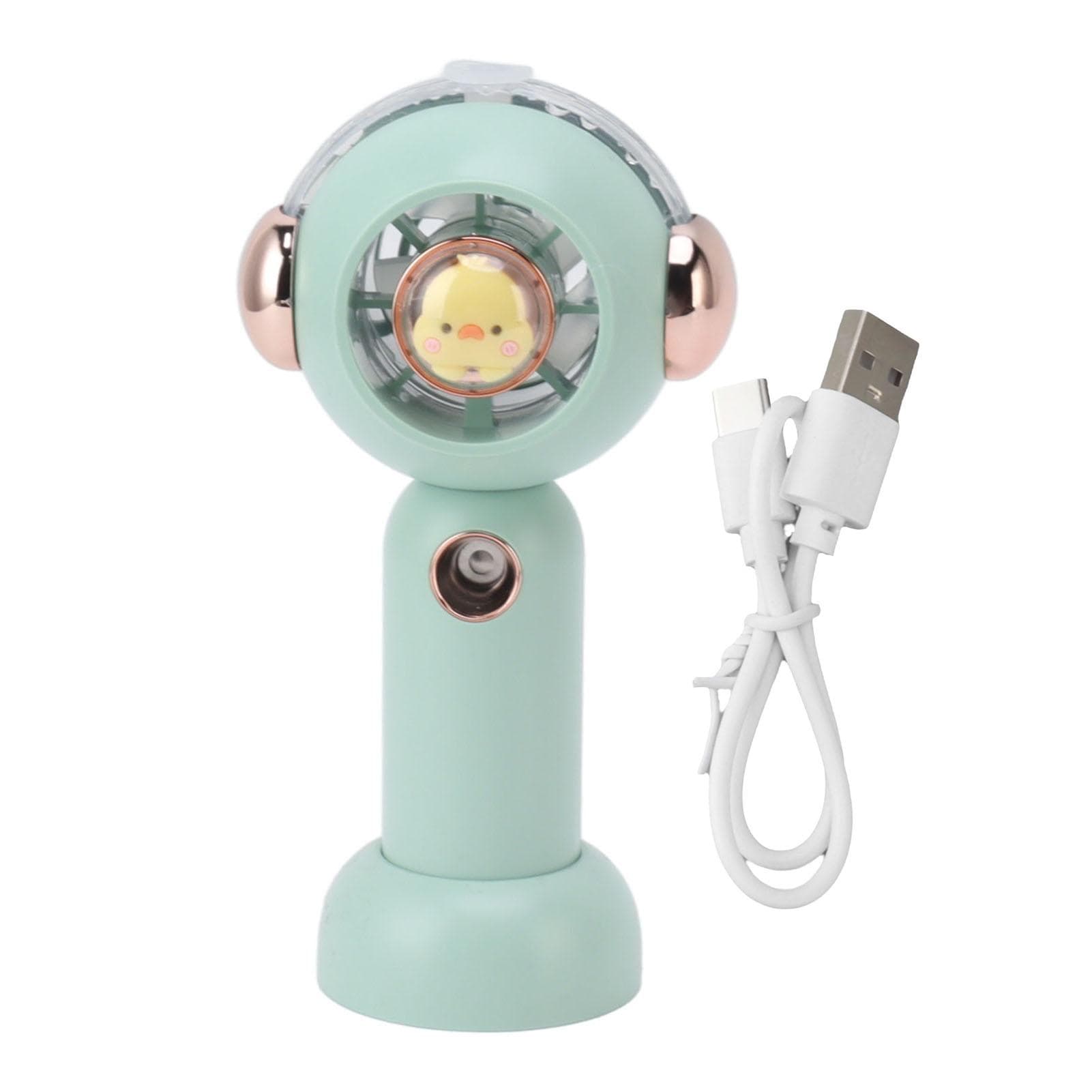 Lovely Handheld Misting Fan with Atomization Function USB Rechargeable Small Pocket Mist Fan 500mAh green