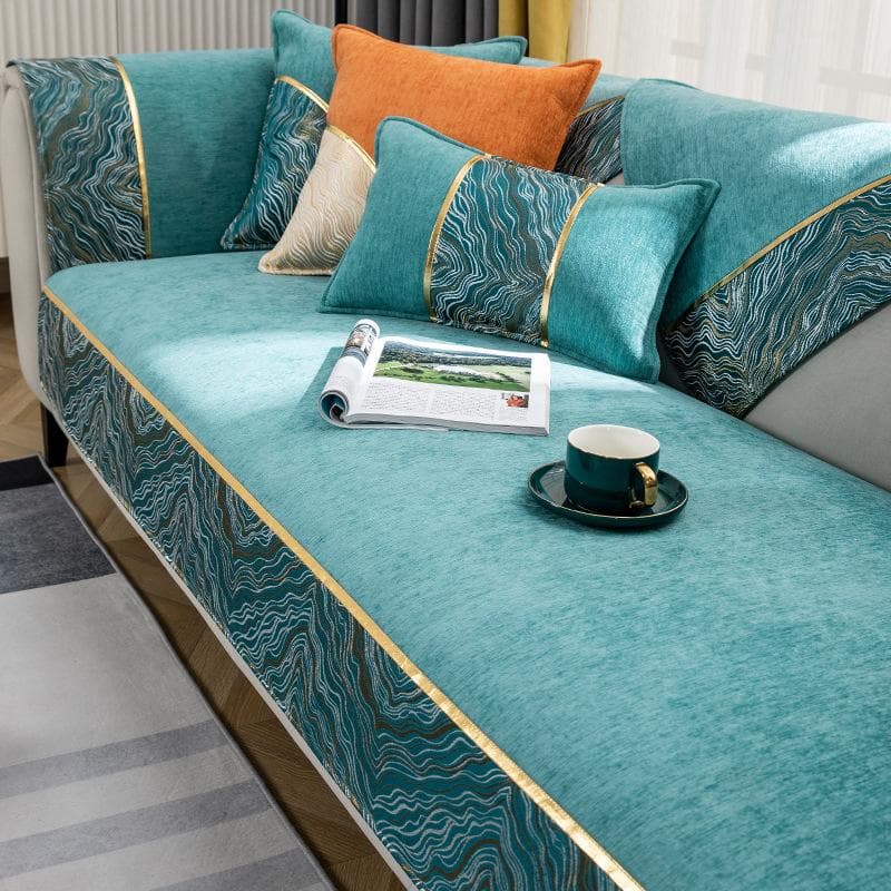 Marble Sofa Cover Slipcovers Non Slip Couch Chair Cover Sofa Towel 1/2/3/4-seater L Shape Corner Sofa Covers for Living Room 70x70cm 1pcs
