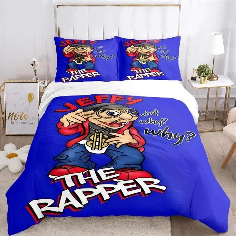 3D Print Cartoon SML Jeffy Bedding Set,Duvet Cover Comforter Bed Set Quilt Cover Pillowcase,King Queen Twin Size Boys Girl Adult 70x133cm 2pcs