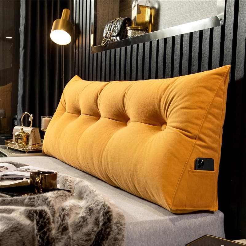 Large Triangular Headboard Wedge Bed Rest Reading Pillow Backrest Positioning Support Bolster Back Cushion with Removable Cover 60*50*20CM orange