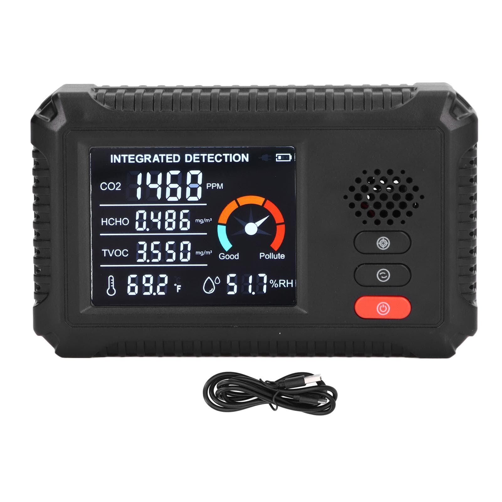 Air Quality Detector 5 in 1 Real Time Environmental Assessment Monitor for HCHO TVOC CO2