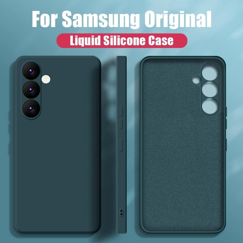 For Samsung A56 A16 A36 A55 A15 A35 A54 5G Case Liquid Silicone Phone Case For Samsung Galaxy S25 Ultra S24 FE S23 S22 S26 S21 A17 A37 A57 Cover Candy Samsung S26 dark green