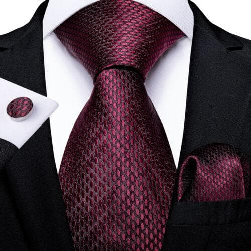 198 Colors Mens Silk Tie Black Blue Red Necktie Hanky Cufflinks Wedding 3PCS Set N-1464
