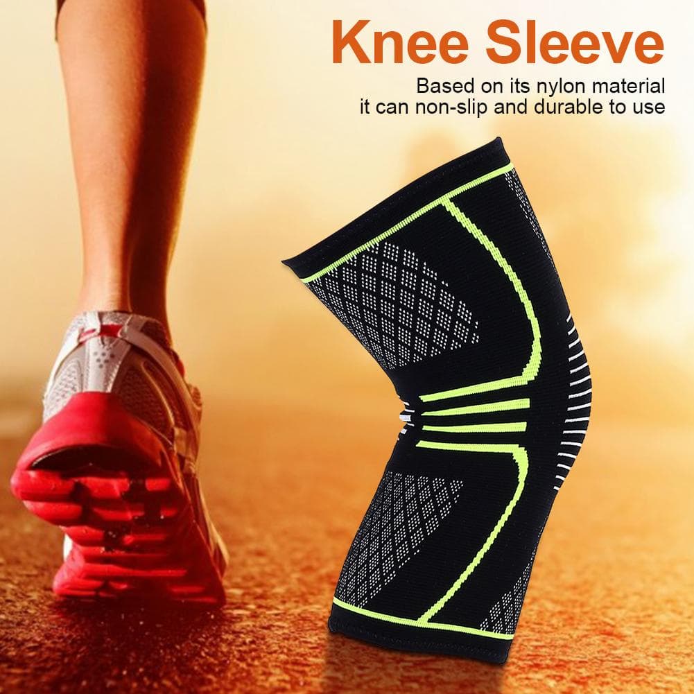 Breathable Weaving Sleeve Support for Running Climbing Nylon Knee Brace Pad(Black green M) M(for 4-6.5kg)