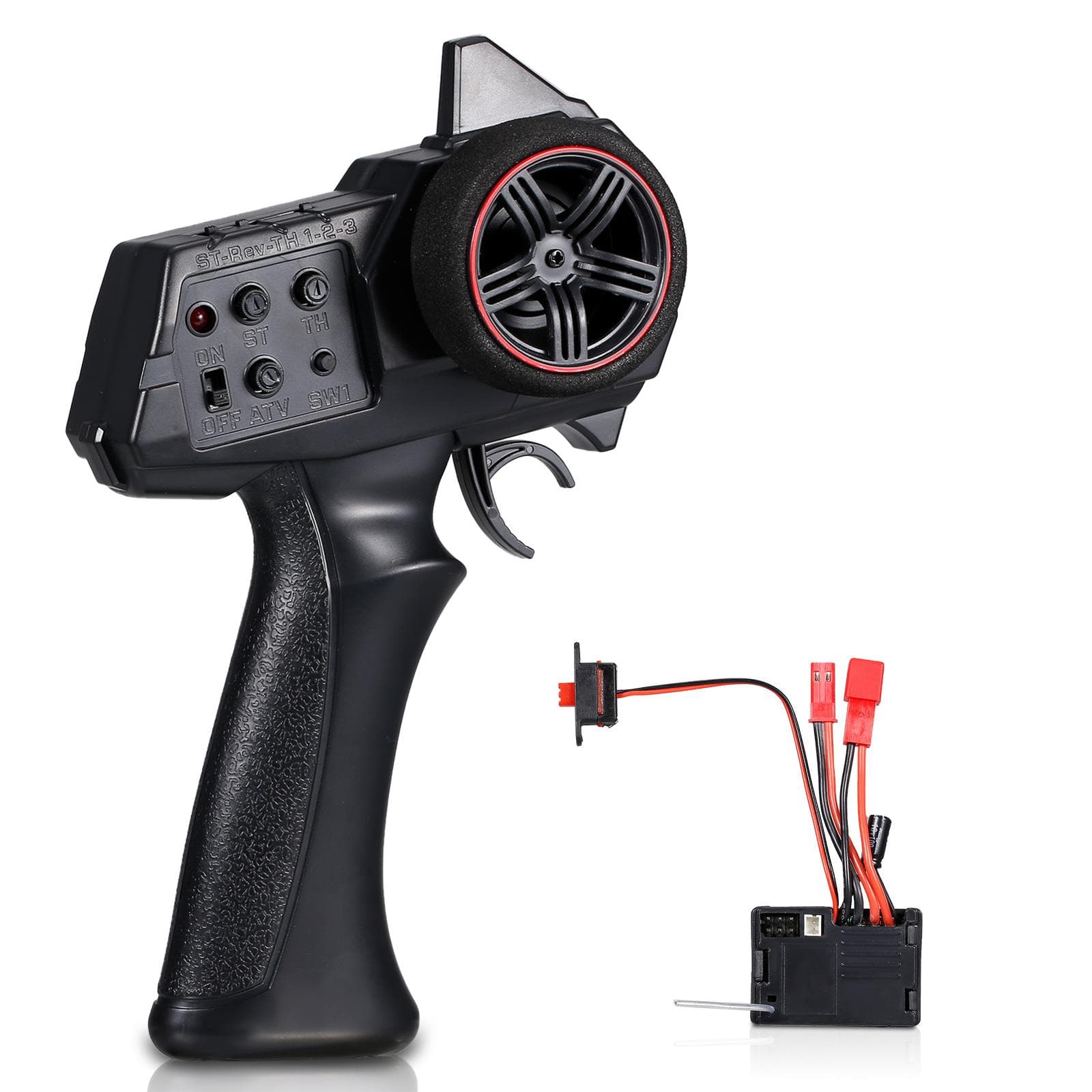AUSTAR AX-7S 2.4G 3CH Transmitter Remote Controller with 2 in 1 Receiver ESC for 1/14 1/16 1/18 black