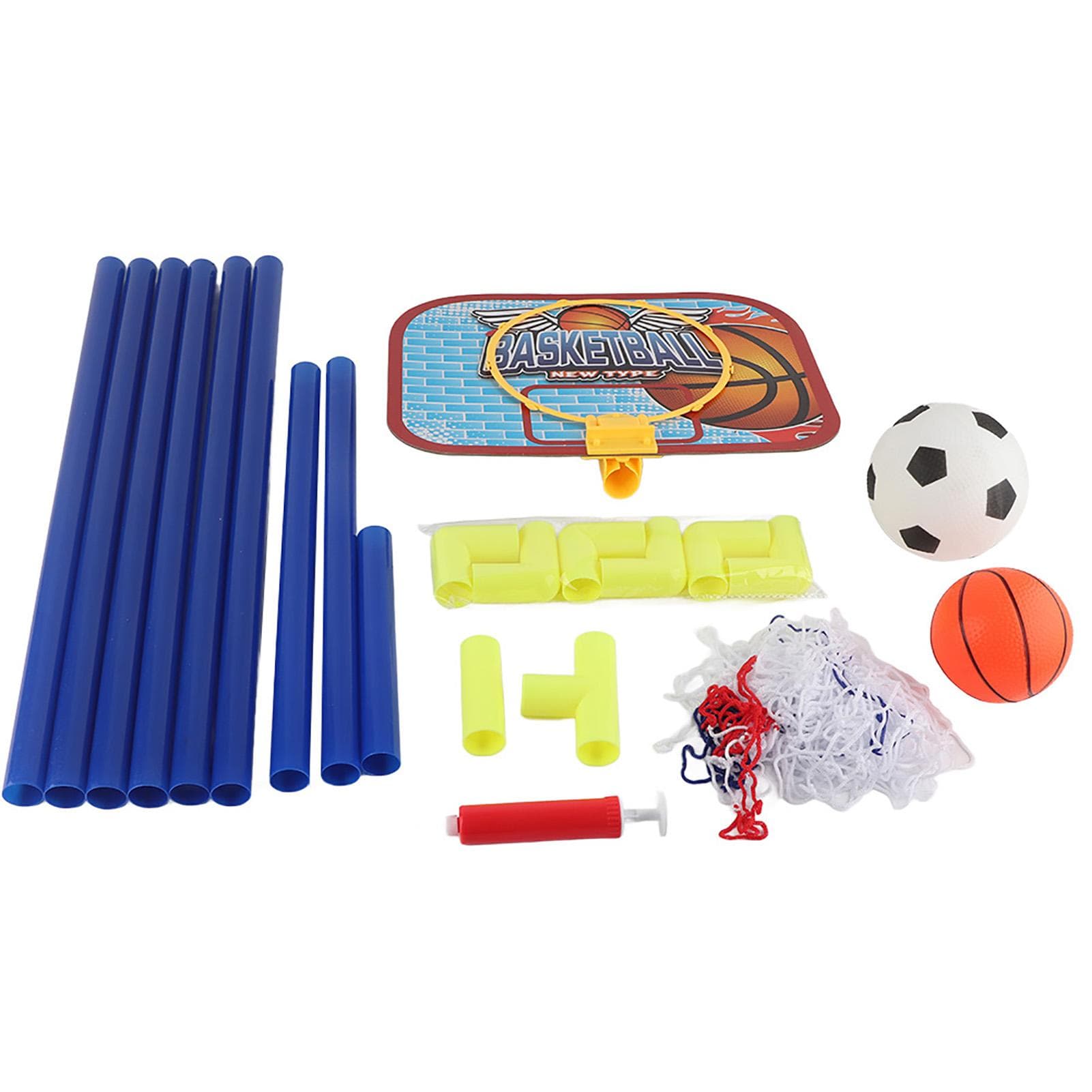 Indoor Outdoor Mini Basketball Soccer System Backboard Football Guard Balls Kit Kids Toy Set white
