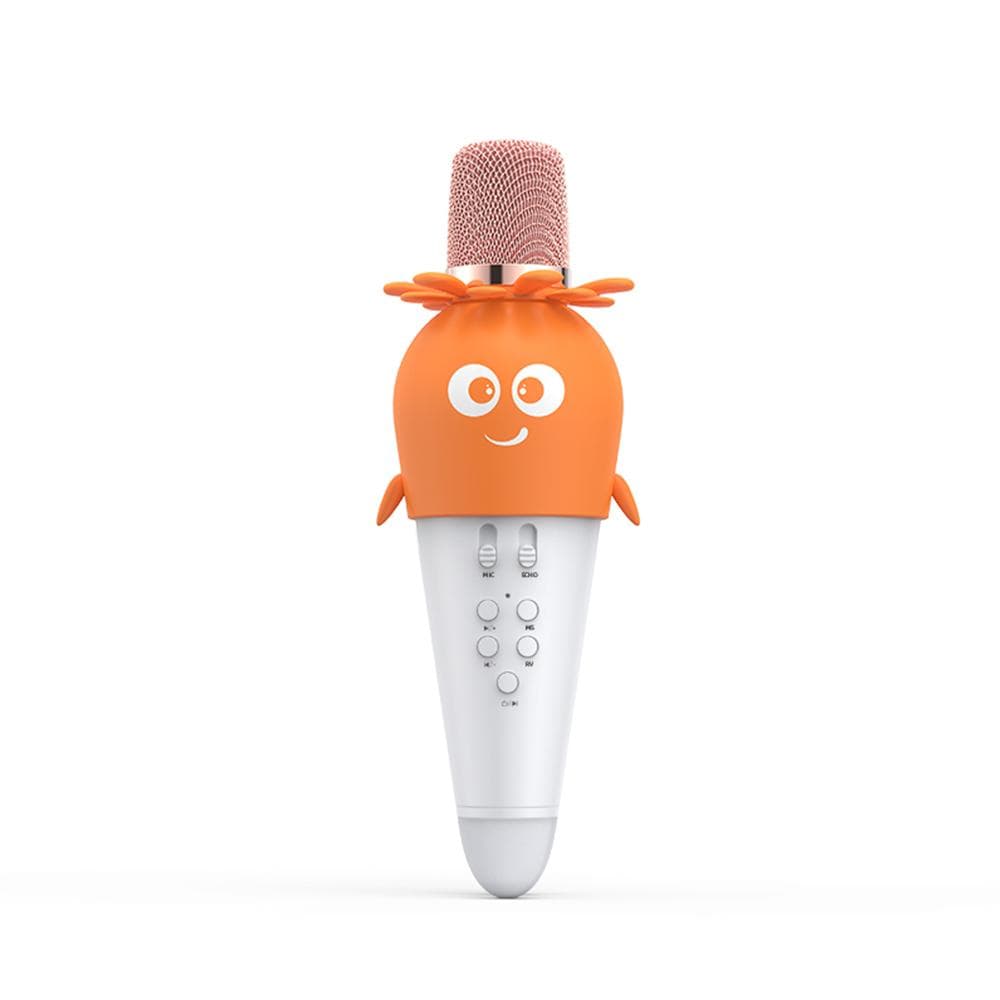Karaoke Microphone Portable Handheld Mic with Speaker Noise Reduction LED 7 Color Lights Echo orange
