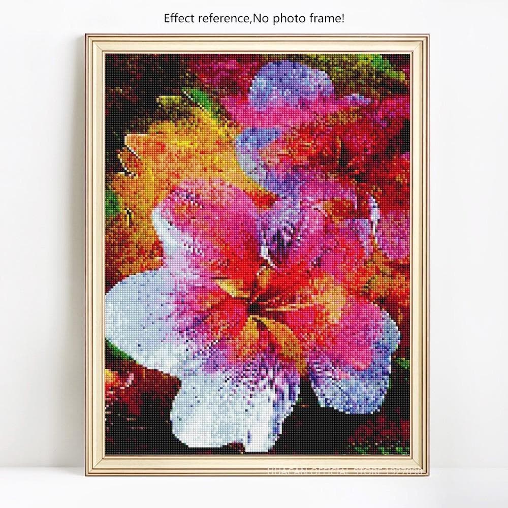 Diamond Painting With Round Stones Flowers Diamond Mosaic Flower Picture 20X30