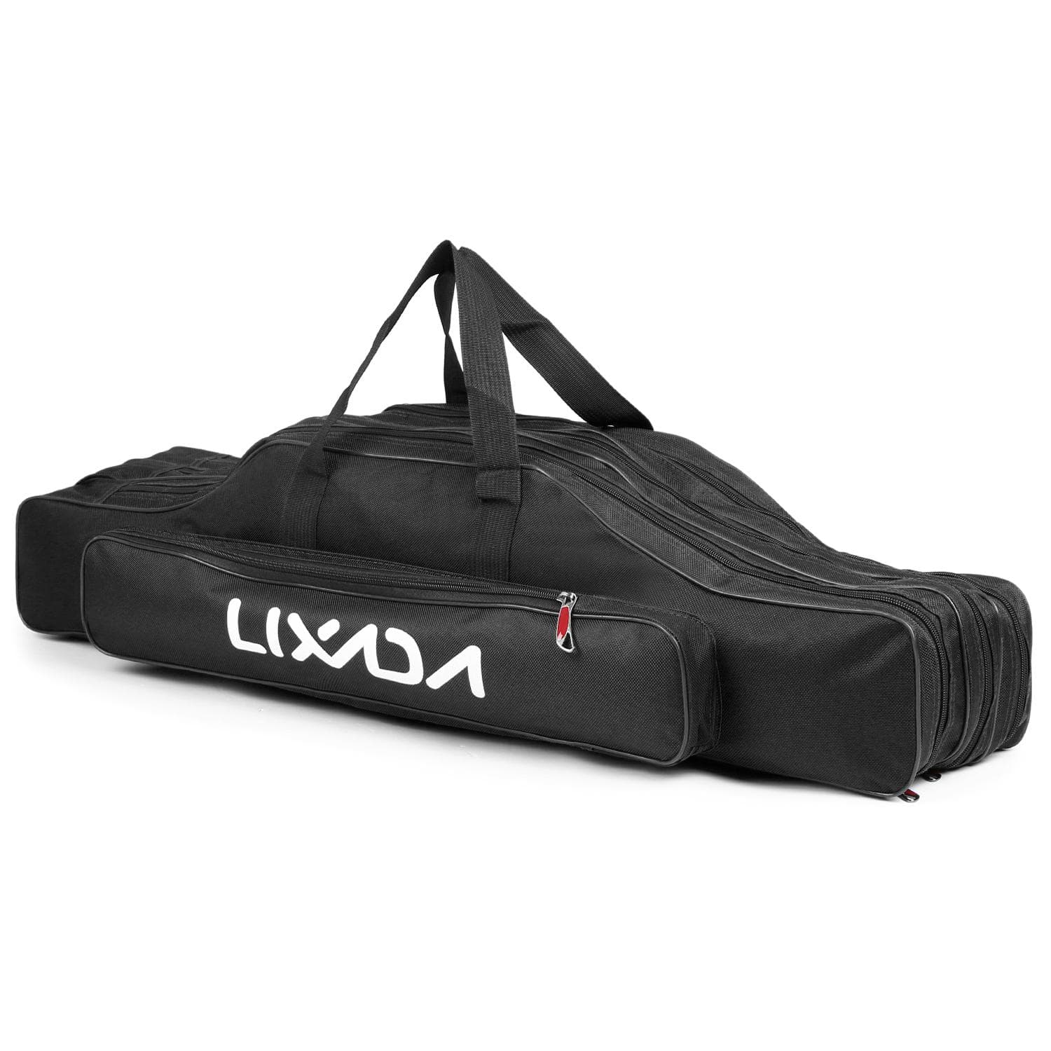 Lixada 3 Layers Fishing Pole Bag Portable Folding Rod Carry Case Fishing Reel Tackle Storage Bag Case 90cm black