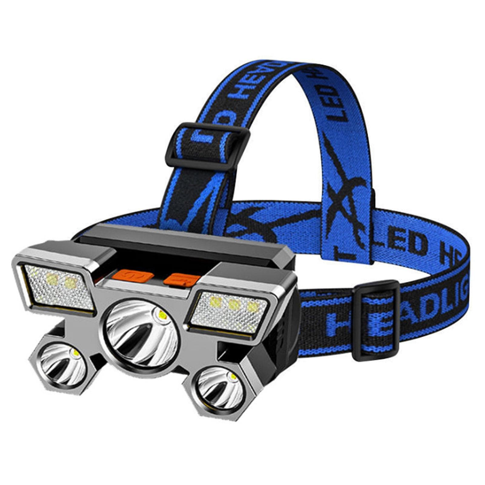 Headlamp USB Rechargeable Head LED Lamp Ultra Bright Head Flashlight 5 LED 4 Modes Waterproof grey