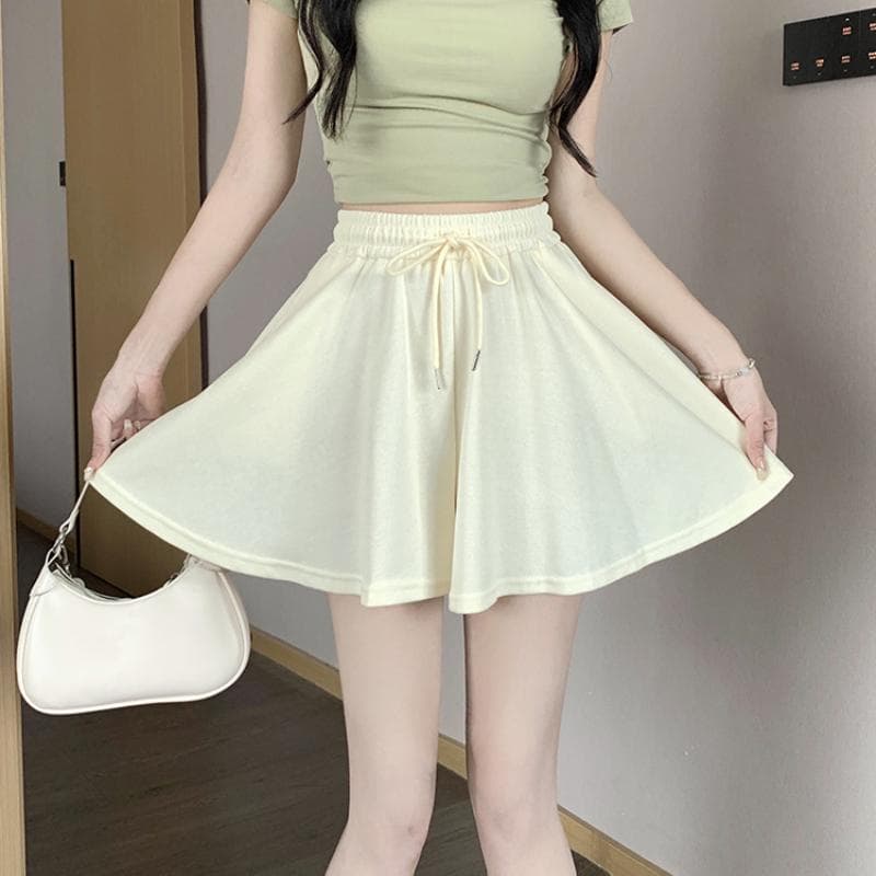 Ballet Style Skirts and Women's Summer High Waist Drooping Outside Wear Sports Wide-leg Skirt Casual Shorts Cotton XL