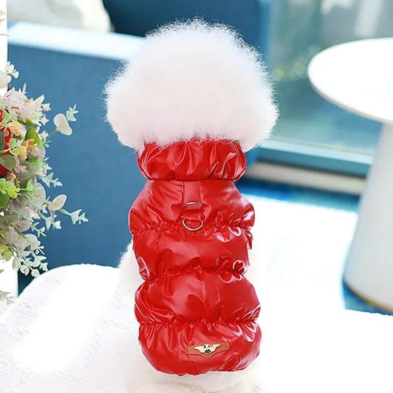 Winter Warm Dog Coat Soft Padded Pet Clothes for Small Medium Dogs Cats with D-ring Puppy Jacket Chihuahua French Poodle Outfit XL red