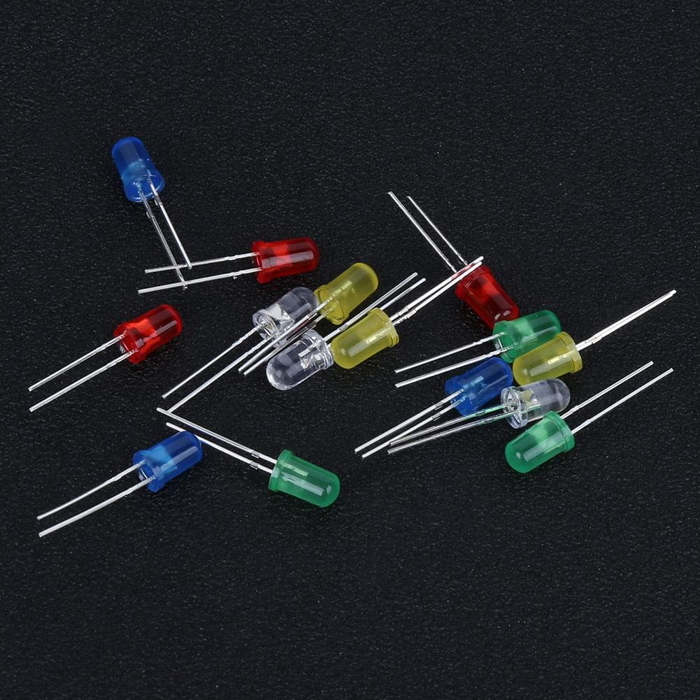 500Pcs LED Light Diode Set Anti Corrosion Plastic 5mm Blue Green Yellow White Red