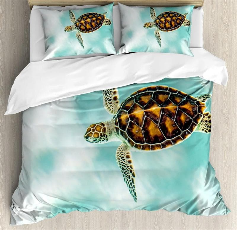 Sea Turtle Duvet Cover Underwater World Themed Marine Life Bedding Set for Women Teen Boys and Girls Gift for Bedroom Decoration 135x200cm 2pcs
