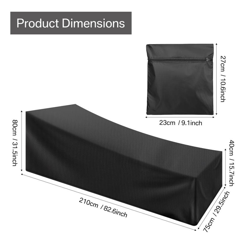 1/2 Pack Chaise Lounge Cover Waterproof Outdoor Garden Patio Chair Covers Weather Sun Resistant Furniture Protective 1pcs black