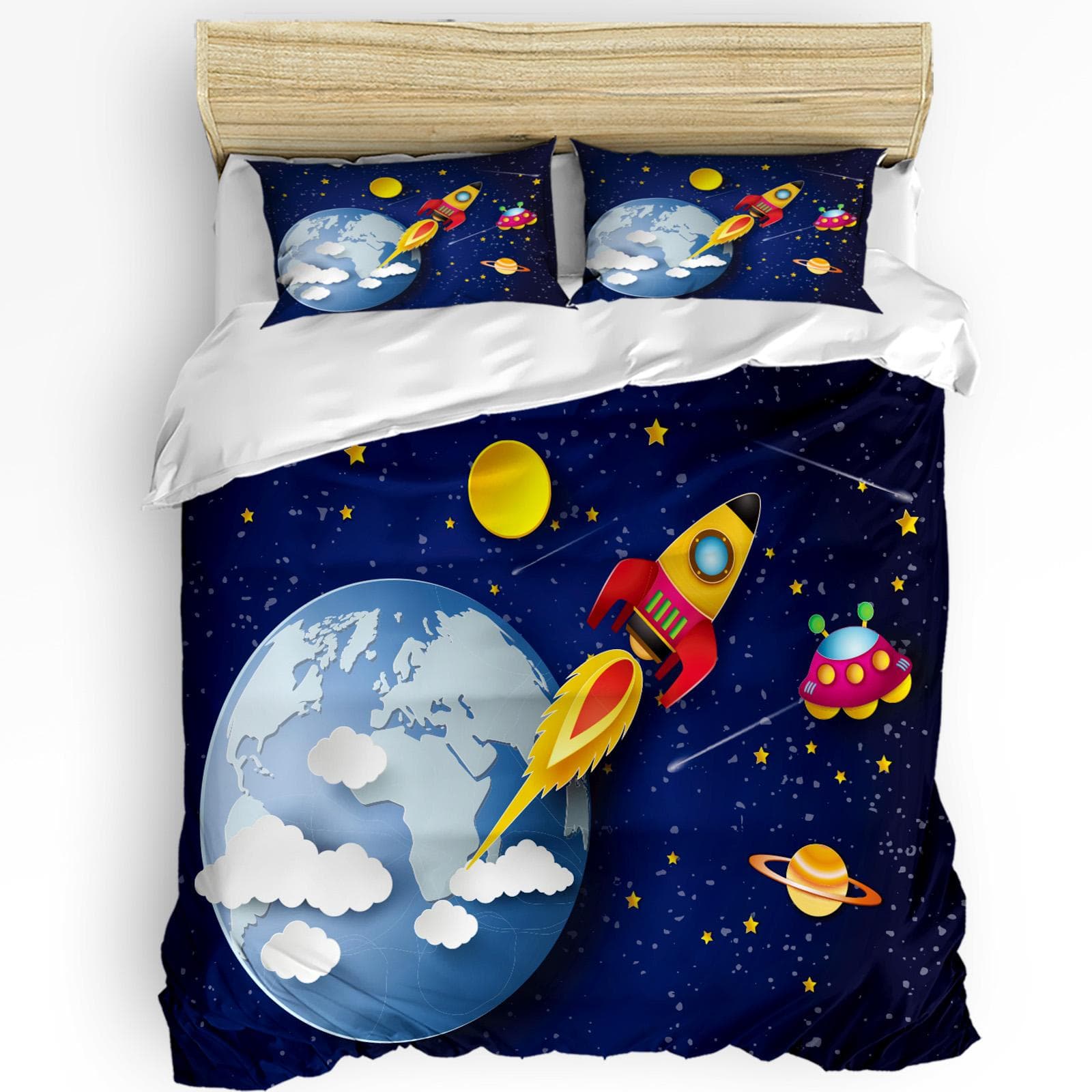 Chemical Experiment Cartoon Duvet Cover Bed Bedding Set Double Home Textile Quilt Cover Pillowcases Bedroom Bedding Set No Sheet EU single(135x200cm)