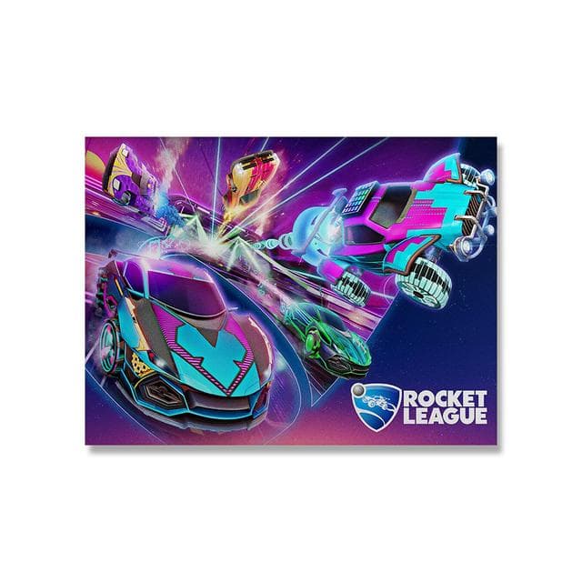 Rocket League Game Poster Room Decor Video Game Neon Car Prints Wall Art Modern Boy Room Living Room Home Decor Canvas Painting 50X70cm No Frame